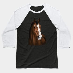 Realistic Brown/Red Horse with Blaze Baseball T-Shirt